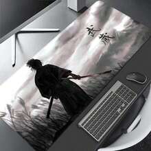 Mousepad de Aquarela Samurai - Tapete de Teclado e Mouse de Tamanho Grande, Pode Ser Usado como Protetor de Mesa, Tapete de Estudo ou Tapete de Teclado. Múltiplos Tamanhos Disponíveis, 15,7*35,4 Polegadas (40*90 Cm). Um Presente de Aniversário e Feriado Ideal - Este Tapete de Teclado de Computador e Laptop é Adequado para Jogadores, Trabalhadores de Escritório e Estudantes. A Frente Apresenta um Material Suave e Macio de Alta Qualidade para um Toque Confortável - B - Visão 9