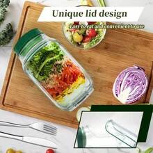 2pcs/1pc Large Capacity Leak-Proof Portable Vertical Layered Salad Container With Built-In Dressing Compartment, Reusable Lunch Box Suitable For Office, Picnic And Travel - Multicolor - View 6