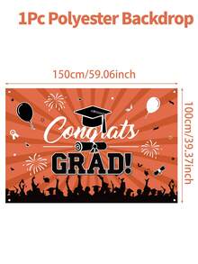 1 tấm phông nền phẳng 2D chủ đề Lễ tốt nghiệp 2026, màu cam và đen với dòng chữ "Chúc mừng tốt nghiệp", hình mũ tốt nghiệp, pháo hoa và bóng bay, thích hợp chụp ảnh tốt nghiệp. Phông nền đa năng trang trí tường, phù hợp cho nhà cửa, văn phòng, ngoài trời, studio, tiệc tùng, quà tặng ngày lễ, đồ dùng cho tiệc tốt nghiệp 2026, quà tặng sum họp gia đình nhân dịp tốt nghiệp, trang trí tường, phông nền chủ đề tốt nghiệp, phụ kiện trang trí tiệc, quà tặng lưu niệm. - Cam đen - Xem 5
