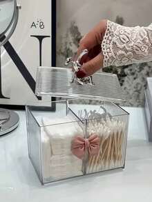 Large Capacity Makeup Storage Box With Lid, Dust-Proof, Waterproof, Moistureproof, Ideal For Storing Makeup Remover Pads, Small Items, Accessories, Suitable For Bathroom, Bedroom, Living Room, Office, Restroom And Various Scenarios - One Size Fits All - View 9