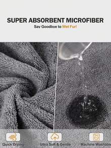 宠物浴袍，吸水性强速干的狗狗/猫咪浴巾，柔软超细纤维宠物浴袍 - 彩色 - 查看 7