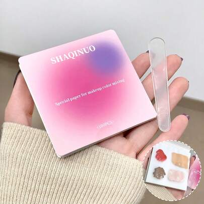 SHAQINUO 100 Sheets Makeup Color Mixing Paper, Thin , Tear-Off Design, Natural Color Blending, Convenient & Portable With Color Mixing Stick Included