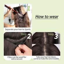 V-Shaped Clip In Hair Extensions Black 18 Inch Long Straight Hair Synthetic Hairpiece Invisible 4 Clips For Women Daily Use - Multicolor - View 7