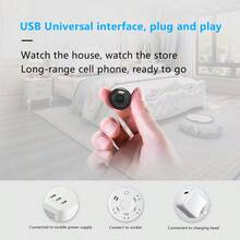 1pc Mini Wireless Home Bullet Hidden Camera, Wireless Network WiFi Security Monitoring Camera, USB Power Supply Without Batteries, With High-Definition Night Vision Function, Motion Detection, Remote Control Through Mobile Phone, Easy To Install, Suitable For Indoor And Outdoor Pets, Elderly People Monitoring/Home/Recording/Forensics. - 黑色 - 查看 9