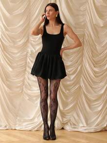 1/3/6 Pairs Sexy Women Floral Mesh Stockings, Black Floral Pattern, Street Fashion Style, Versatile Sexy Stockings, Suitable For Festivals, Parties, Galas And Other Occasions - Black - View 4