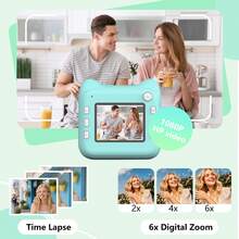 Instant Print Camera & 1080P HD Digital Camera With Zero-Ink Printing Technology | 3-In-1 Portable Photo Printer With Fun Filters And Built-In 1300mAh Battery For On-The-Go Memories | Gift For Travel, Christmas, Birthdays, And Parties - Blue/Pink, Portable Camera - ET-multicolor - View 5