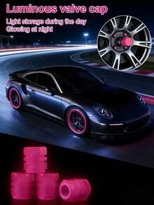 4pcs Neon Glow Tire Valve Caps - Hexagon Glow Tire Valve Caps, Glow Tire Valve Stem Caps For Motorcycle, Bike, Car, Durable ABS Plastic, Fit All Rim Sizes, Fashionable Vehicle, Bicycle, Motorcycle Accessories, Glow-In-The-Dark Function - Multicolor - View 1