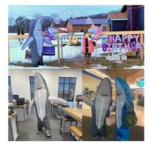 Disfraz inflable de tiburón gris para adultos, adecuado para juego de roles - Gris - Ver 5