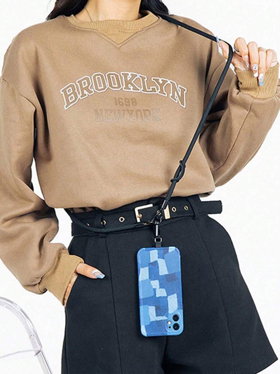 1pc 10MM Multi-Purpose Crossbody Phone Lanyard, Suitable For Camera Strap, Halter, Hiking Rope, - Black - View 1