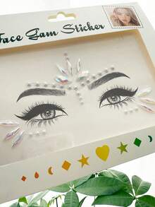 1pc Colorful Self-Adhesive Face Gems, Suitable For Music Festivals, Performances, Costume Parties, Holidays, Carnivals, Daily Makeup, Glittery Colors Include Black, Pearl, Green, Blue, Waterproof & Long-Lasting, Y2K Style For Group Matching - Multicolor - View 9