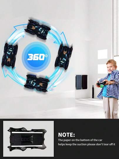 1 pièce Voiture cascadeuse à télécommande, voiture d'escalade murale à télécommande, jouet mural rechargeable d'intérieur, convient aux enfants de 3 à 12 ans, 4 à 9 ans, 6 à 11 ans et plus, garçons et filles, cadeau de Noël/Nouvel An/Thanksgiving