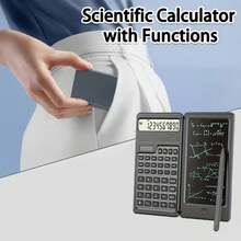 3-In-1 Scientific Calculator With Writing Pad, 10-Digit Dual Power (Solar + Battery) Foldable Student Calculator, Portable With Notebook Math Calculator - A - View 8