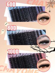This 600-Piece D-Shaped Curled And Voluminous False Eyelash Set Includes A Beginner-Friendly Eyelash Tutorial, Thick And Voluminous DIY Segmented False Eyelashes, And Comes With Glue, Glue Remover, Tweezers, And An Eyelash Brush. - Multicolor - View 7