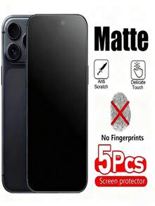 5片装磨砂哑光屏幕保护膜，兼容 17 Pro Max/17 Air/17/16 Pro/16/15 Pro Max/15/14/14 Plus/13/13 Mini/12/12 Mini/XS Max/XR/X/XS，全覆盖，防指纹，防刮花，防油污，触感顺滑 - 無色 - 查看 37