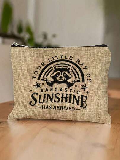 Votre "Petit Soleil Satirique" est arrivé ! Un sac de maquillage rigolo avec un raton laveur, un sac de maquillage thème raton laveur "Dessaouler", un incontournable pour les filles originales. Ce sac de maquillage pliable et léger avec fermeture éclair fait également office de porte-monnaie et de porte-pinceaux de maquillage. Un excellent cadeau d'anniversaire pour les mères, les amies et les sœurs ; un sac de rangement.