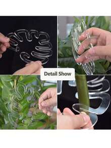 20pcs Plant Stem Support Rack, Acrylic Leaf Shaped Plant Support Stand, Acrylic Montserrat Stabilizer Clip For Climbing Plants, Turtle Shell Bamboo Clamp Set, Ideal Plant Support,Unique And Beautiful Plant Stand To Keep Plant Stems And Roots Upright For Thriving Growth Indoor Outdoor Plants,Indoor And Outdoor Climbing Plants - A - View 6