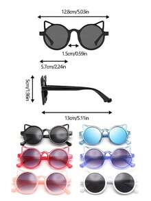 6PCS Minimalist Cat Ear Cartoon Glasses Stylish And Versatile Everyday Eyewear Suitable For Both Boys And Girls As Daily Accessories Perfect For Holidays, Travel, Vacations, Parties, And Photography Props. - Multicolor - View 2
