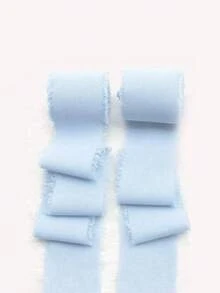 1roll/2rolls - 6 Yards Handmade Tassel Chiffon Ribbon, 1.5 Inch X 7 Yards Ribbon Set For Wedding Invitations, Bridal Bouquets, Gift Wrapping, DIY Crafts - Blue - View 11