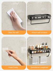 1Pc Space-Saving Wall-Mounted Kitchen Organizer Spice Rack And Food Storage Shelf, Easy To Install, No Drilling Required - Multicolor - View 11