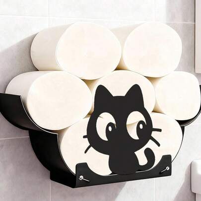 Cat Tissue Holder, DIY Decorative Hanging Accessory Suitable For Bathrooms, Kitchens, And Bedrooms. It's Extendable, Foldable, And Durable, Making It A Practical Home Decor Item. A Creative Toilet Paper Storage Rack.