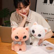 可爱卡通听话猫咪毛绒玩具，大眼睛小猫玩偶，儿童卧室寝具伴侣毛绒玩具枕头，儿童节/生日礼物（女孩） - 30公分 - 查看 4