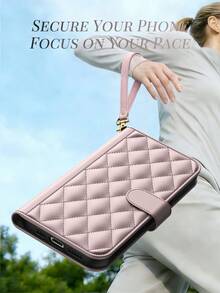 Wallet Flip Cover Phone Case Compatible With Iphone 11/12/13/14/15/16/16E 6.1"; Flip Cover Phone Case Compatible With Iphone 16 Pro Max/17 Pro Max; Wrist Strap Card Slot Phone Case For Galaxy S25 Ultra/S24 Ultra/S23 Ultra; Kickstand Phone Case For Galaxy A17/A16/A15/A14/A13/A12; 3D Rhombus Pattern Flip Cover Phone Case For Galaxy A56/A55/A54/A53/A52/A51. Phone Case For Compatible With A5 (173MM Length). - Rose Gold - View 7