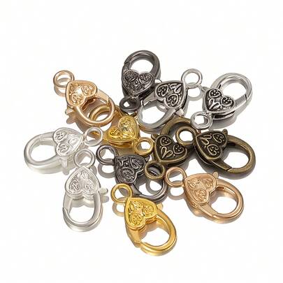 10个装多色龙虾扣心形钥匙扣，DIY珠宝制作手链和项链配件