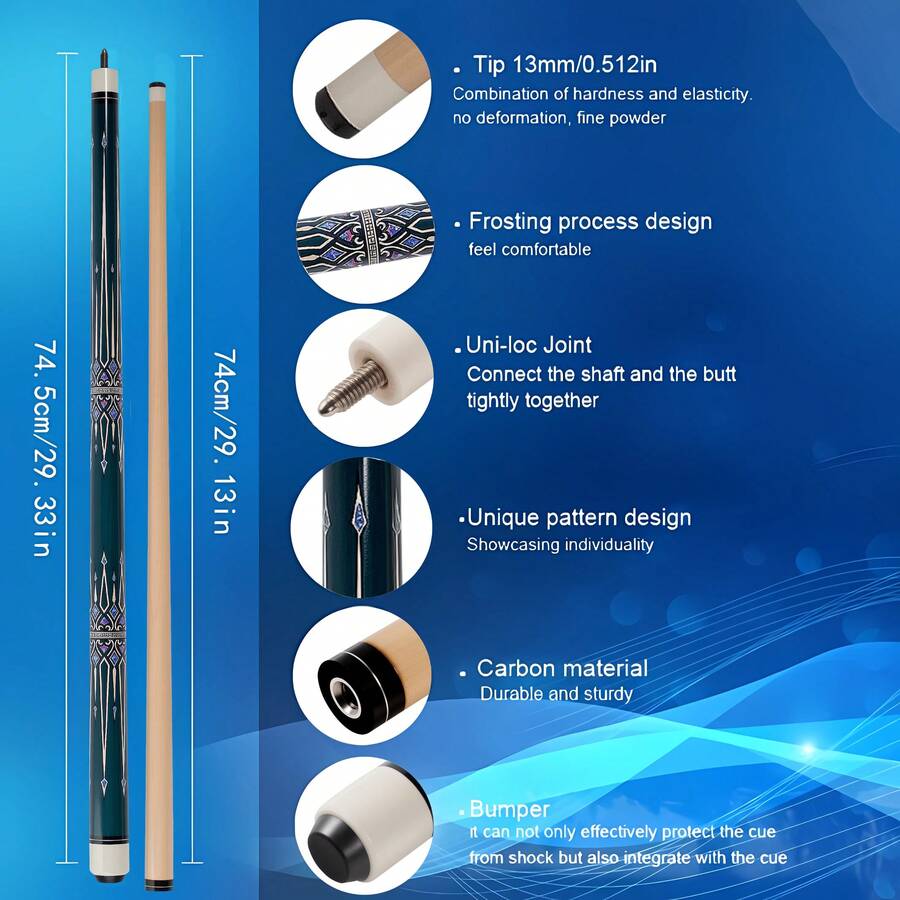 20oz Weight, 13mm Thick Shaft, Suitable For 8-Ball And 9-Ball Training & Competition, Unique Gift For Billiard Players - Navy Blue - View 1