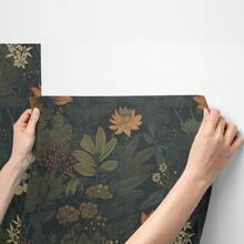 Dark, Botanical Peel-And-Stick Wallpaper, Textured Contact Film, Waterproof, Self-Adhesive Vinyl Wallpaper With A Line Pattern, Removable, For Cabinets/Countertops, Wall Coverings, Home Decoration, Wall Design, 45 X 300 Cm - RW807-3M - 查看 5
