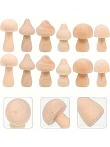 12 piezas de decoración de hongos de madera natural sin pintar, kit de modelo artesanal en miniatura, adecuado para pintar, decoración de jardín de hadas DIY, decoración de fiestas, manualidades, decoración del hogar (estilo aleatorio) - multicolor - Ver 7