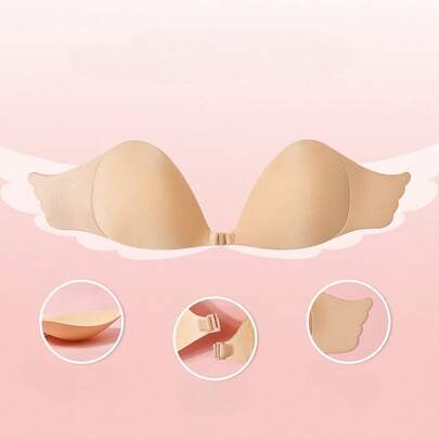1片装粘性侧翼文胸提拉胶带，无痕隐形无背文胸垫，透气孔，内衣