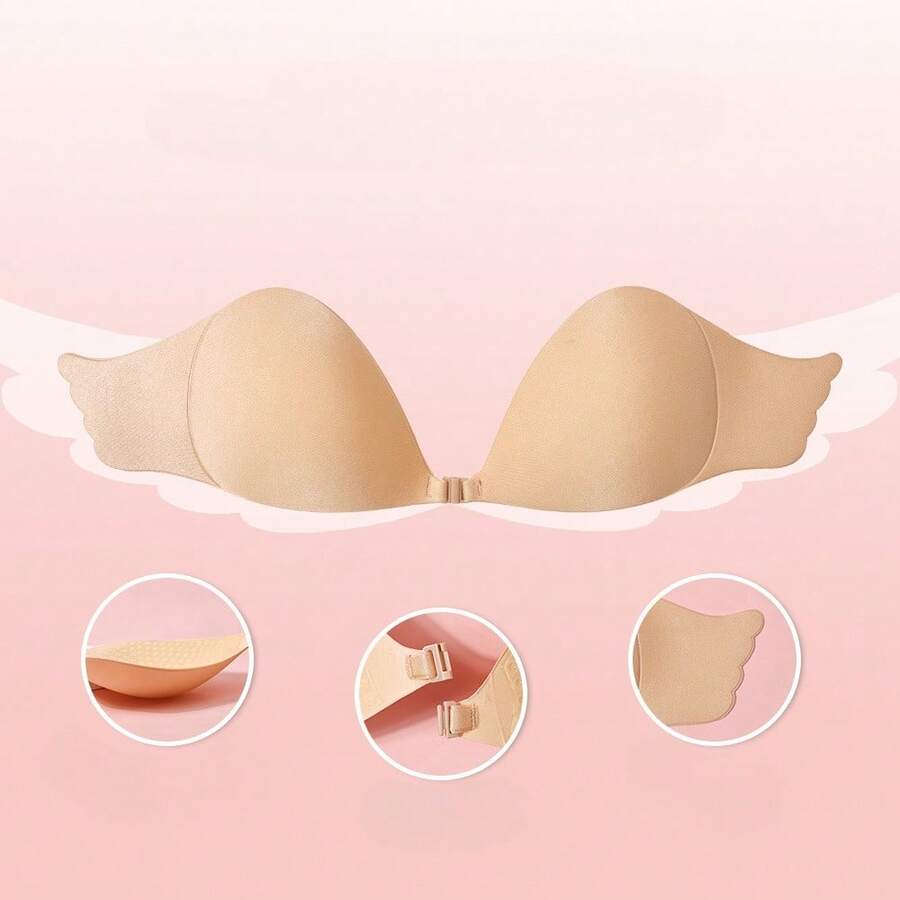 1片装粘性侧翼文胸提拉胶带，无痕隐形无背文胸垫，透气孔，内衣 - 彩色 - 查看 1