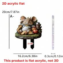 2D亚克力童话花园插牌，森林动物和蘑菇图案，户外草坪和庭院装饰，耐候迷你花园摆件，春夏礼物，7件套 - G - 查看 15