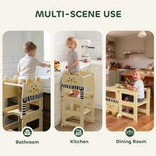 AIYAPLAY Toddler Step Stool With Chalkboard For Kitchen Counter, Natural - Yellow - View 6