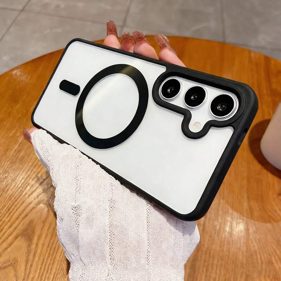 适用于三星 Galaxy A56、A36、A26、A16、S25FE、A17 手机壳，强磁吸附超薄防摔保护壳，S25 Ultra、S24 Ultra 透明硬质后盖 - 黑色 - 查看 1