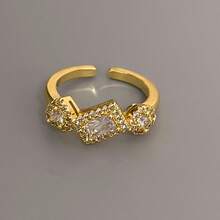 VKHK 1pc Luxurious Fully Rhinestone Zirconia Adjustable Open Ring, Suitable For Women's Daily And Wedding Wear, Gift - Multicolor - View 5