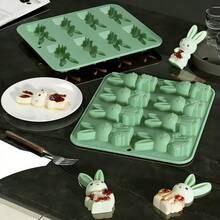 1pc Easter Bunny Mold, Cute Rabbit Shaped Silicone Cake Mold For Making Jelly, Cake, Candy And Other Baking Tools - Green - View 5