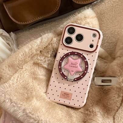 Ốp điện thoại Kavenfort họa tiết chấm bi ngôi sao phong cách retro, tương thích với iPhone 17 Pro Max, 16, 15, 11, 13, chống rơi, có chân đế từ tính, sáng tạo, retro, hình học, phong cách Hàn Quốc, tối giản, độc đáo, phong cách , dành cho cặp đôi, bạn thân.