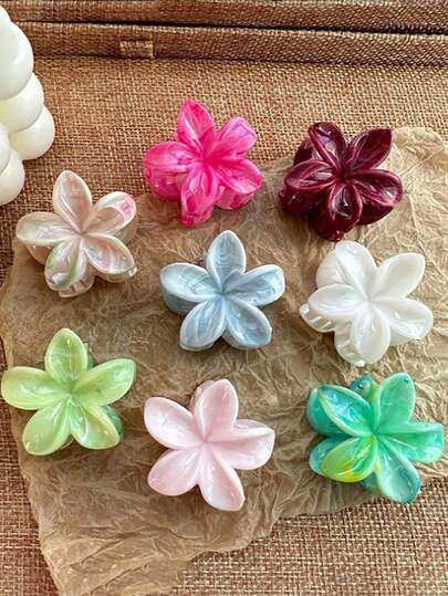 3/4/8 piezas de pinzas para el cabello de moda versátiles de primavera/verano con flores de margarita transparentes rosa/verde, estilo bohemio dulce con diseño de mármol, adecuadas para cualquier ocasión