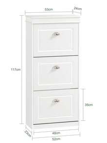 SoBuy 3 Flip-Drawers Shoe Cabinet Shoe Rack Shoe Storage Cupboard Organizer Blue W53 X D24 X H118cm FSR94-B - White - View 3