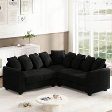 Sofas & Couches - Black + Corduroy + 5 Seat + Foam - View 4