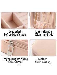 1个个性化独角兽字母印花皮革首饰戒指盒，拉链首饰盒，情人节礼物 - 彩色 - 查看 2