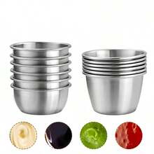12个装不锈钢蘸酱碗，45毫升迷你可重复使用调味杯，适合家庭和餐厅使用，圣诞礼物 - 彩色 - 查看 3