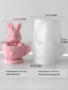 Cetakan Kelinci Cangkir Teh 3D Silikon | Cocok untuk Plaster, Resin Epoksi, Lilin, Sabun | Hadiah Hari Valentine dan Paskah yang Ideal, Dekorasi Pesta, Direkomendasikan untuk Pecinta Kerajinan Tangan - Cetakan Kelinci Cangkir Teh - View 2
