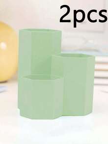 三格斜插式创意笔筒，多功能桌面装饰收纳架，适用于化妆刷和钢笔 - 彩色 - 查看 13