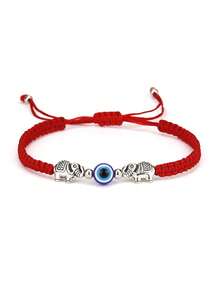 1 pieza Pulsera ajustable con cuentas con diseño de ojo de elefante - Rojo - Ver 4