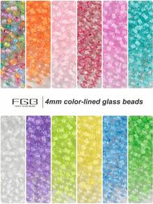 4mm-300pcs Japanese Round Rocailles Glass Seed Beads For Jewelry Making,Color Lined Beads Bulk Mini Spacer Beads Loose Beads Craft Small Glass Seed Beads For DIY Necklace Bracelet Wrist - 4mm-420pcs - View 13