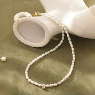 1 pieza Collar de perlas elegante y minimalista, de alta calidad, adecuado para el uso diario de las mujeres, regalo para amigas, novias, hijas