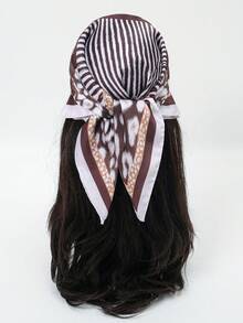 1pc Women Bandana With Leopard Print & Geometric Pattern - Multicolor - View 5