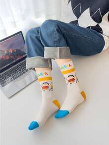 CRAYON SHINCHAN 3 Pairs Random Women's Socks With Crayon Shin-Chan Cute Cartoon Patterns, Soft And Comfortable Mid-Calf Socks, Versatile - Multicolor - View 3